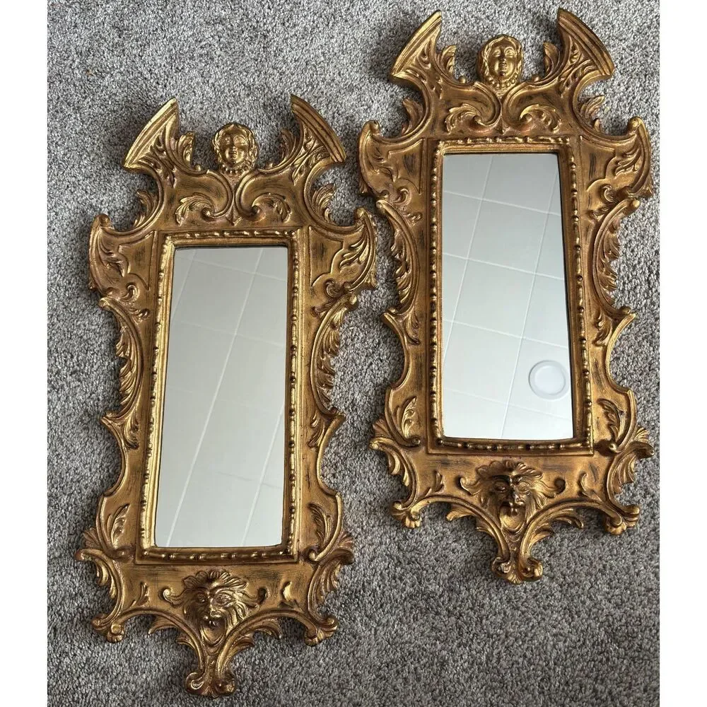 Antique Italian Gilded Gold Hand Carved Mirrors Italy 1890's MR 091 Robert Grace